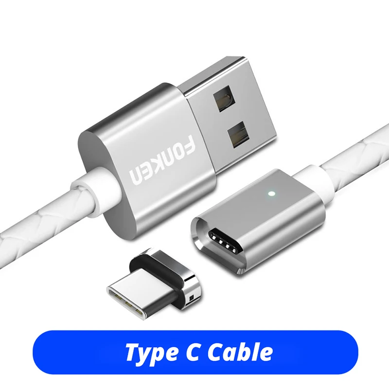 White Type C Cable Магнитный кабель для быстрой зарядки, длинный Магнитный кабель Micro US C-type, синхронный Магнитный кабель для передачи данных для samsung IPhone huawei - Цвет: White Type C Cable