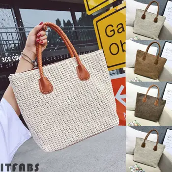 

2019 New Summer Boho Handmade Bags Women Shell Beach Weaving Ladies Straw Bag Wrapped Beach Bag Casual Straw Wicker Bag