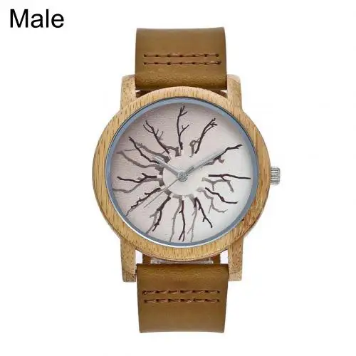 1 Top Brand High Quality Fashion Unisex Branch Pattern Round Dial Faux Leather Strap Analog Quartz Wrist Watch Men Women Watches - Цвет: 1