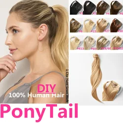 VSR Ponytail Clip-In One Piece Human Hair Ponytail Hair Extensions 50g 80g 100g Hairpins Blonde Ponytail Human Hair