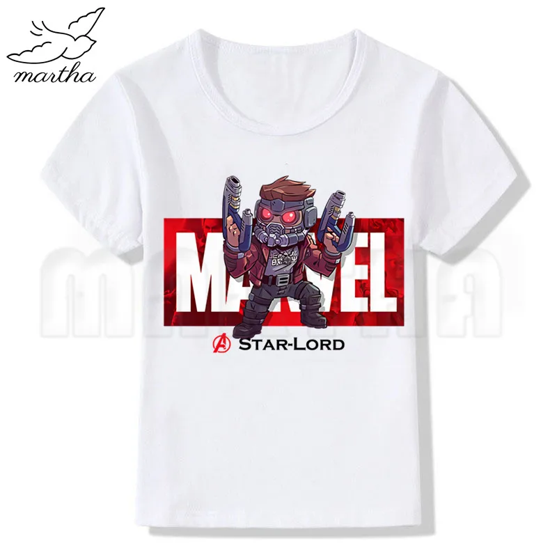 WhiteL Дети Marvel Мстители Железный человек/Капитан Америка/Человек-паук/Халк забавные белые футболки дети мультфильм Топы Детская футболка одежда для малышей - Цвет: WhiteL