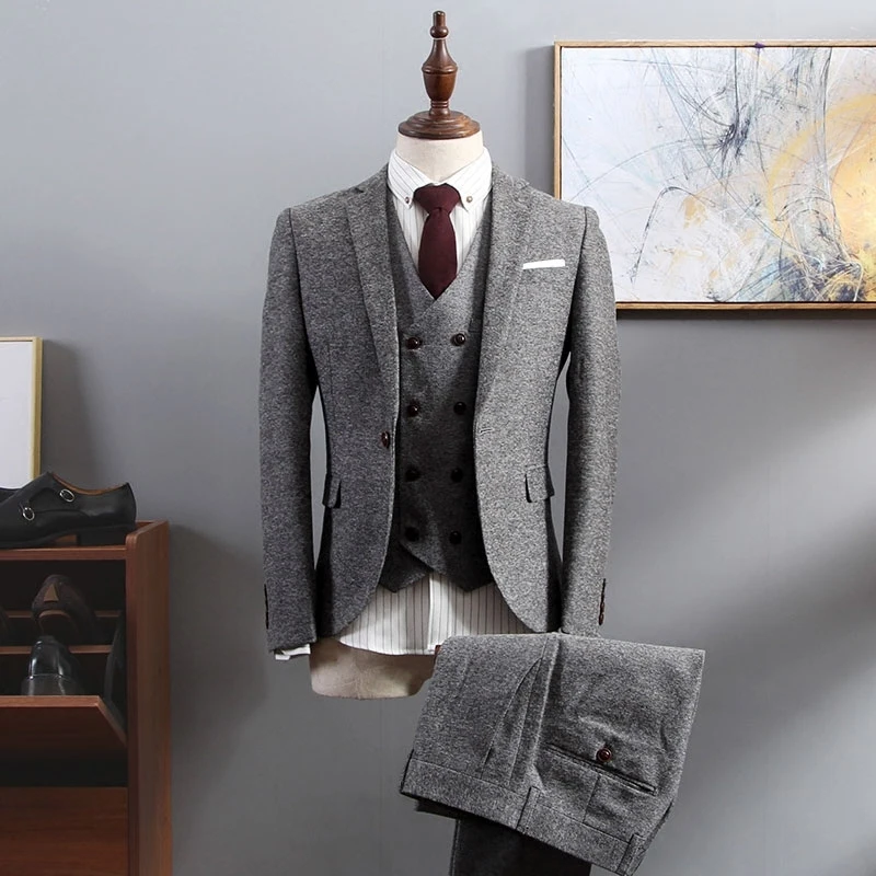 Brown Herringbone Tweed Suit Men Business Dress 3-pieceKorean Slim Fit Groom Wedding Party Suits Tuxedo 6XL Traje Novio 2019 Brown Herringbone Tweed Suit Men Business Dress 3-pieceKorean Slim Fit Groom Wedding Party Suits Tuxedo 6XL Traje Novio 2019