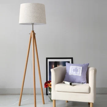 

Simple Tripod Wood Fabric Floor Lamp Lighting Fixture lamparas de pie