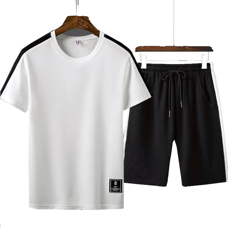 Mens Sporting Suit Men 2019 Summer Thin Set Men Tracksuit Striped T Shirts + Shorts Sets Male Sweat Suit 2 Pieces T-shirt Shorts