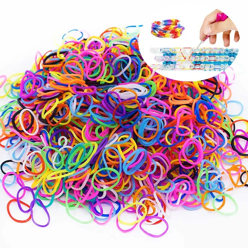 ¡Nuevo! Pulsera de arcoíris de goma elástica de colores, bandas más brillantes y más fuertes, se ofrecen en exclusiva, 16 colores