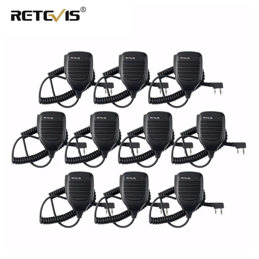 10pcs Retevis Handheld Speaker Microphone PTT MIC Tangent Accessories For Kenwood For Baofeng UV 5R 888S Walkie Talkie H777 RT5R baofeng bf 666s bf 777s bf 888s two way radio belt clip for retevis h777 walkie talkie back clamp accessories