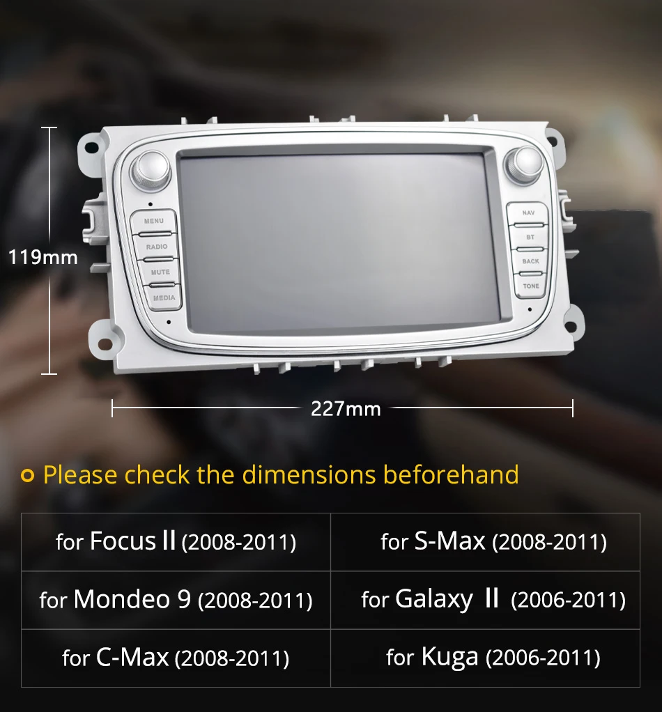 Podofo 2 din Android 8.1 Car Radio Multimedia Player GPS Autoradio 2din For FORDFocus IIMondeo MK4S-MaxGalaxyC-MaxKuga