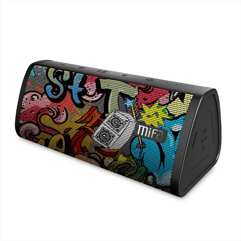 MIFA Black Graffiti Bluetooth Speaker IPX5 Waterproof Bluetooth 4.2 Wireless Speaker Micro SD Built in Mic Stereo Sound TWS|bluetooth speaker|wireless speakerspeaker micro sd - AliExpress