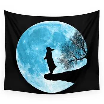 

Moon Bunny Rabbit Silhouette Tapestry Wall Hanging Coverlet Bedding Sheet Throw Bedspread Living Room Tapestries Dorm Decor