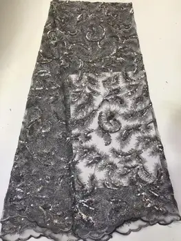 

High Quality Velvet Lace Fabric 2019 African Lace Fabric with Sequins French Sequence Lace Fabric for Evening Dress FFZ113