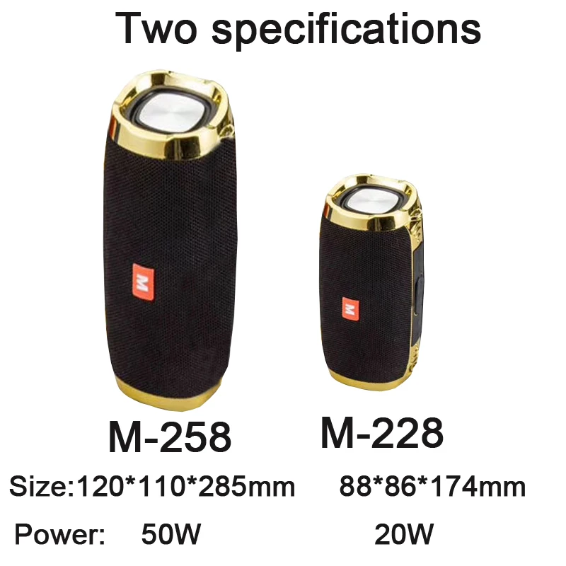 Новый мощный 50 Вт беспроводной портативный bluetooth динамик M258 стерео сабвуфер