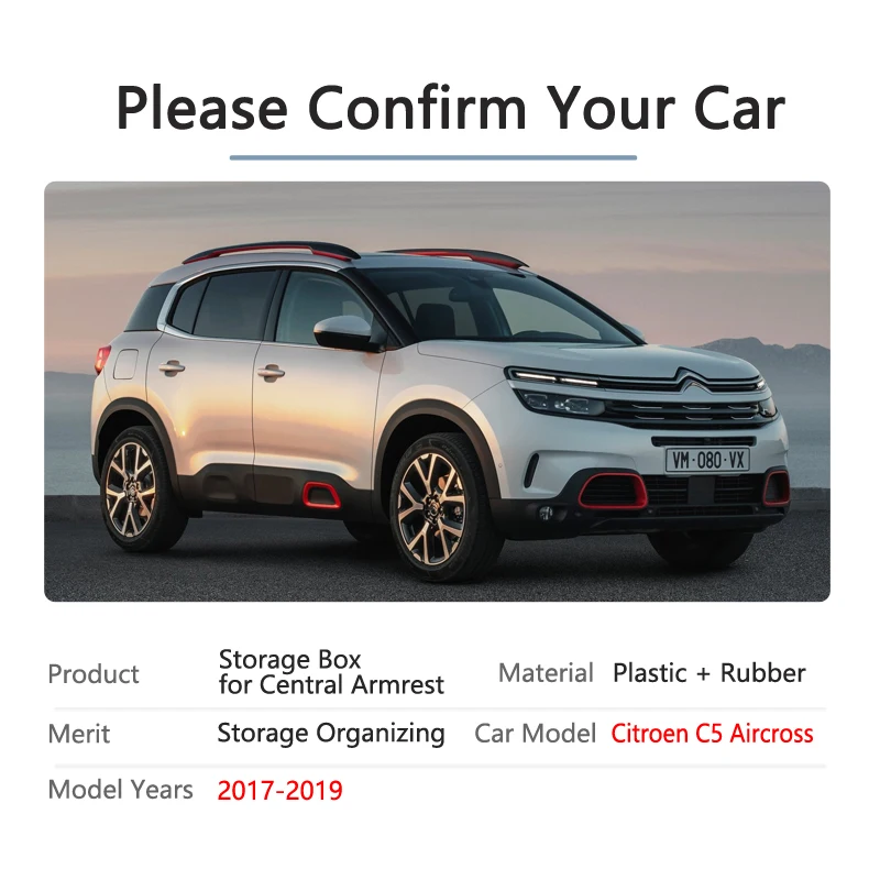 Автомобильный Органайзер, аксессуары для Citroen C5 Aircross, подлокотник, ящик для хранения, Противоскользящий коврик для монет