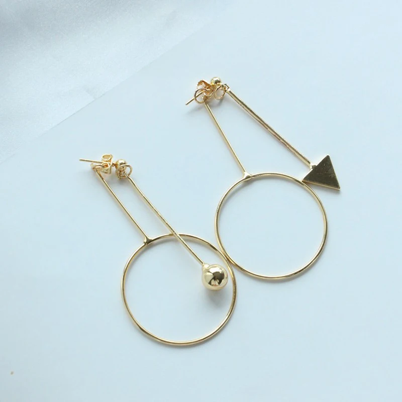 

2019 New Copper Circle Earrings Plated Silver Arrow Triangle Metal Exaggerated Tassel Earrings For Women Earrings Eardrop