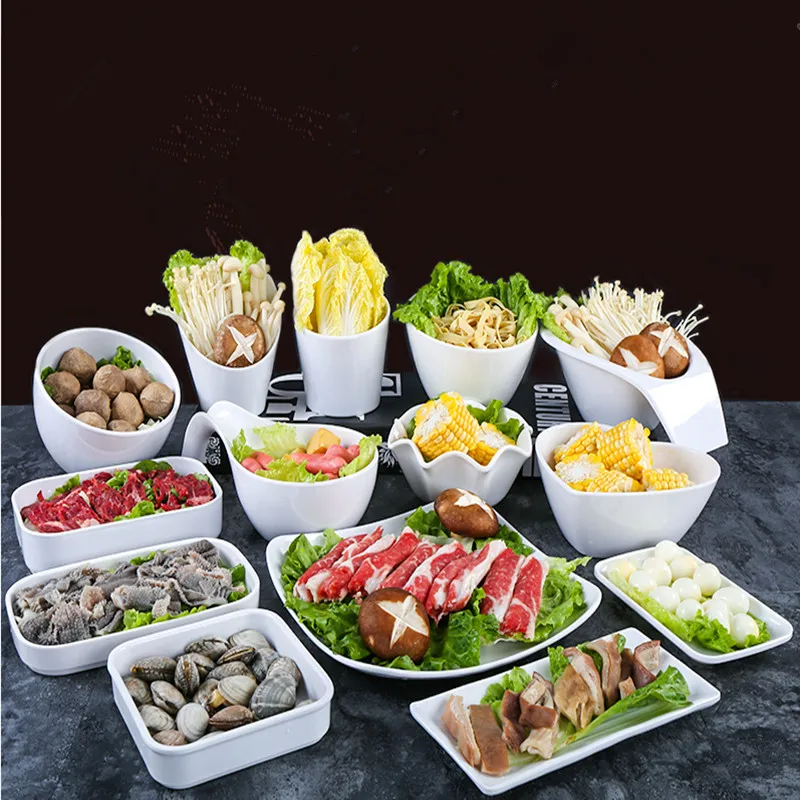 

Melamine Frost Plate Dish Creative Tableware Snack Sushi Barbecue Solid serving hot pot tool tray Restaurant Hotel Supplier