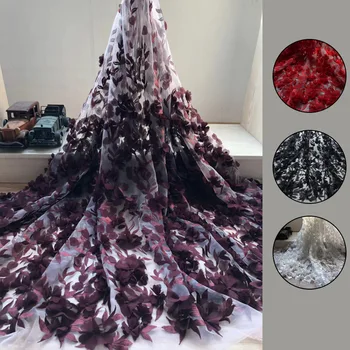 

Chiffon lace applique fabric children's clothing embroidery multicolor fabric silk fabric for dress