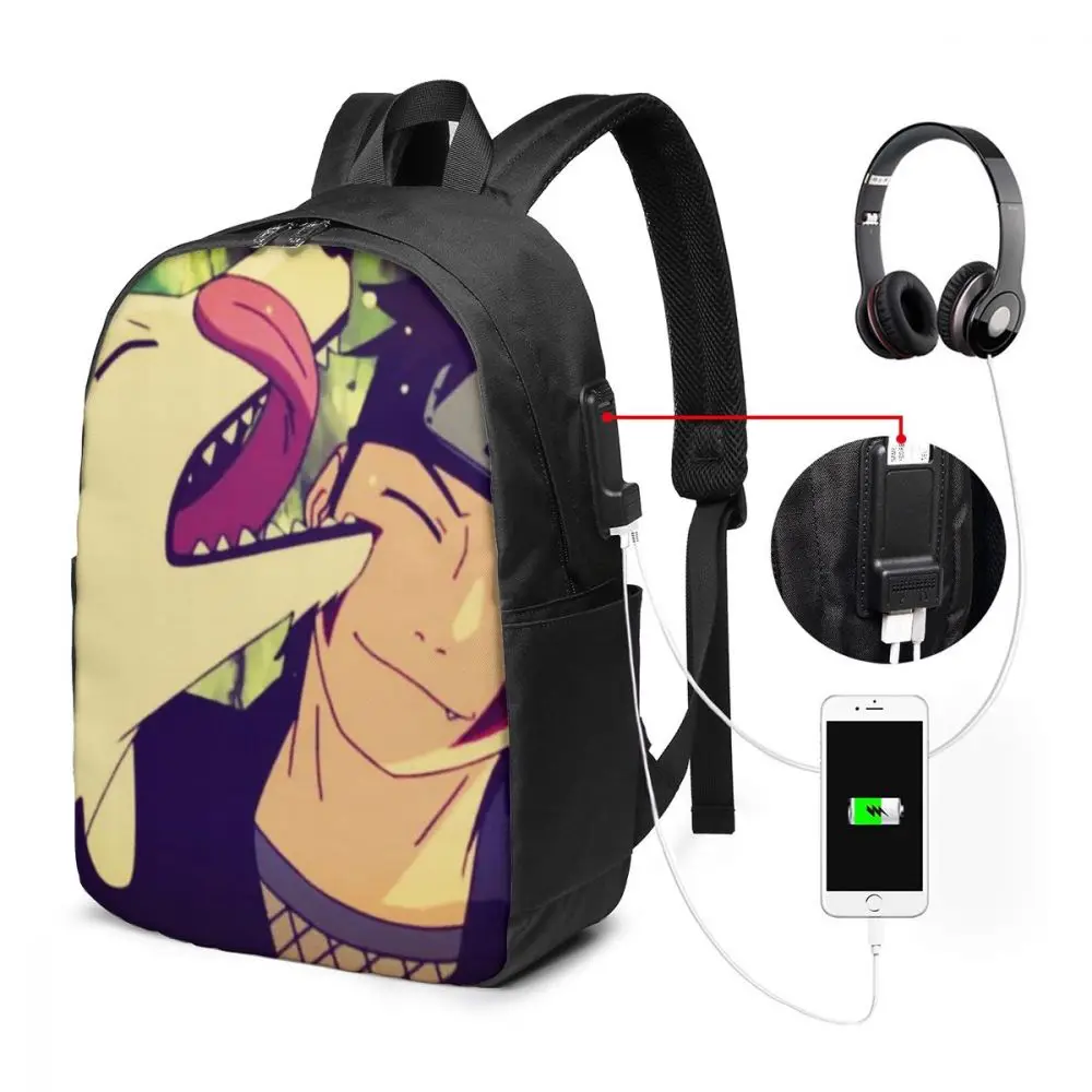 

Inuzuka Kiba Custom Japanese Anime Naruto Print Cartoon Image paiting USB Backpack 17 In