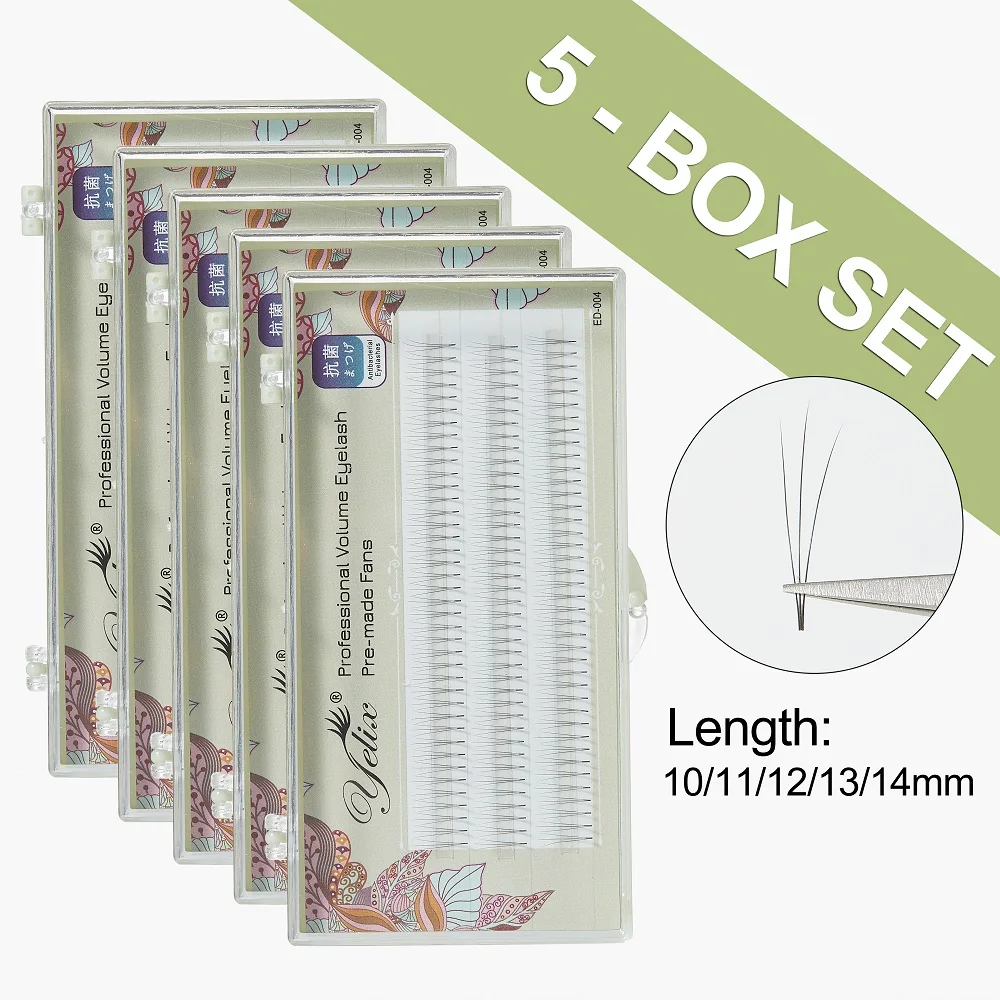 

Yelix 5PCS Volume Lashes Extension 2D 3D 4D 5D 6D Eyelashes of Bundles Short Stem Premade Fans C D Curl