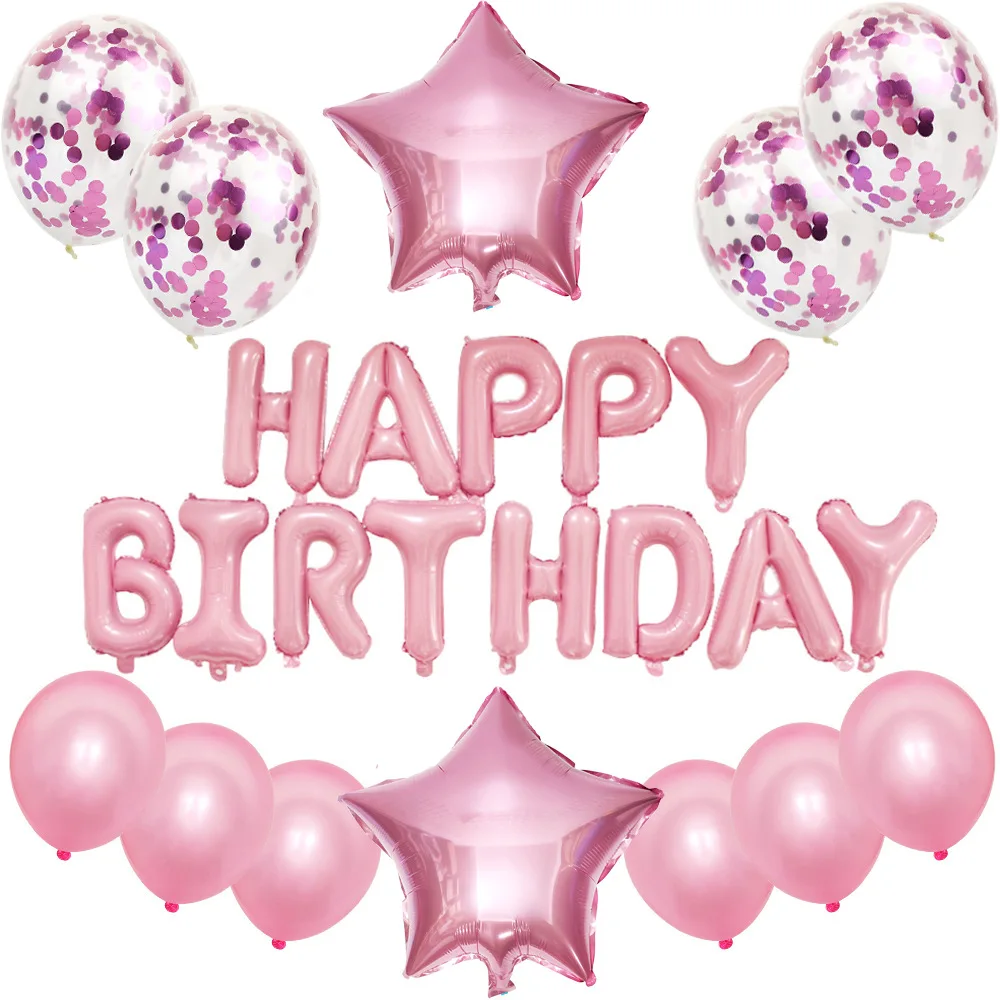 

Birthday Balloon Set Explosion Rose Gold Birthday Balloon Party Decoration Sequins Confetti Balloons Pentagram Balloon