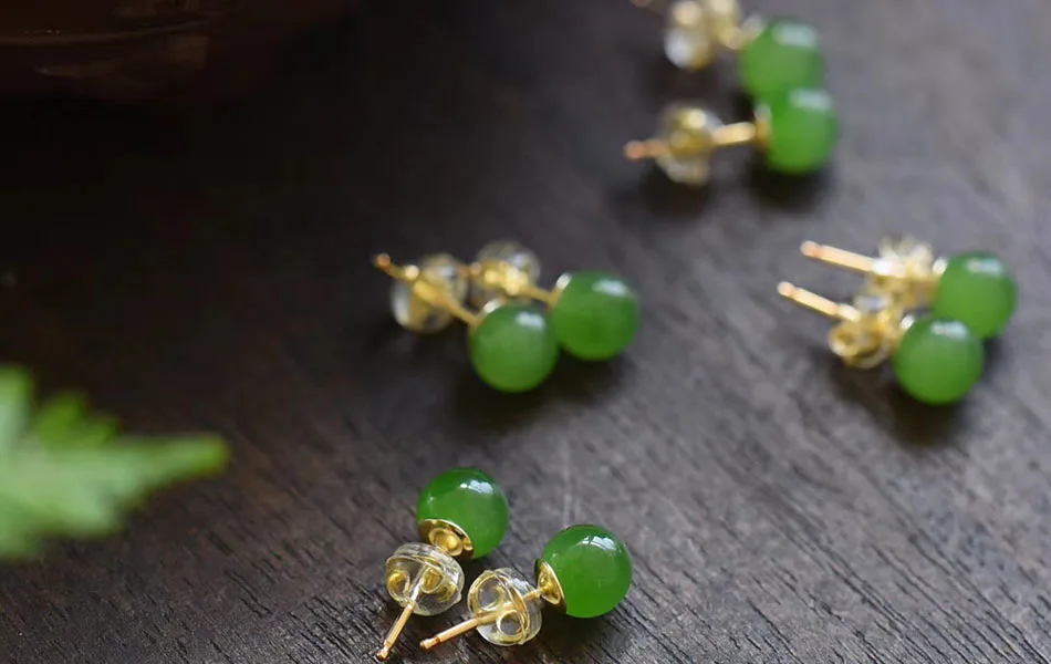Jadery, серьги-гвоздики из чистого золота 18 К для женщин, натуральная темно-зеленая Нефритовая серьга, роскошные свадебные очаровательные ювелирные изделия, Черная пятница, подарок