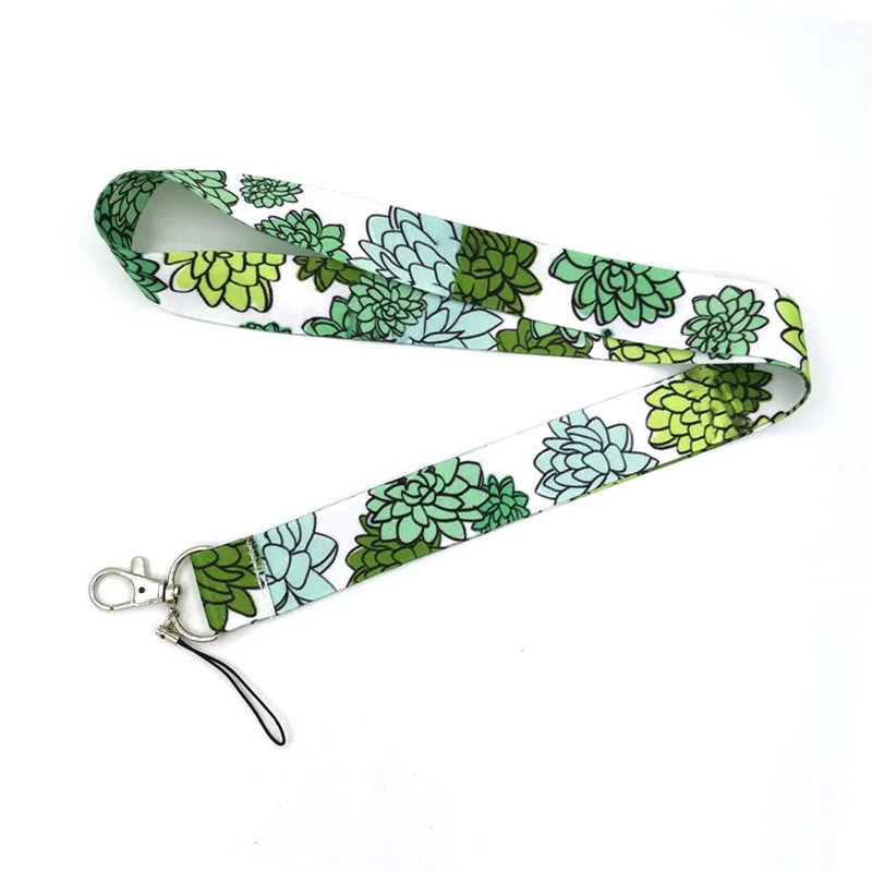 24 шт зеленые цветы шейный ремешок Ремешки для мобильных телефонов держатель значка цепочка для ключей, кольцо для ключей, держатель для аксессуаров подарки