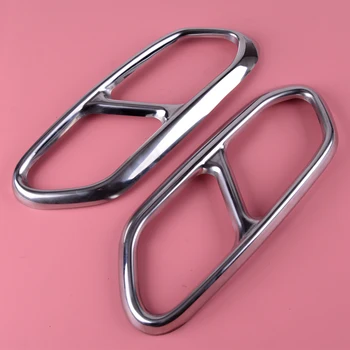 

DWCX 2PCS Silver Accessories Stainless Steel Tail Muffler End Tip Throat Exhaust Pipe Cover Trim Fit For Volvo XC60 2018 2019