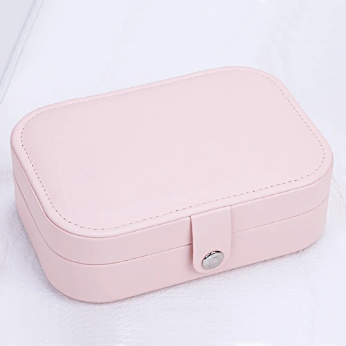 Искусственная кожа двойной слой ювелирных изделий Органайзер для женщин ожерелье серьги ящик для хранения колец макияж путешествия Дисплей Гибкие аксессуары - Цвет: Pink