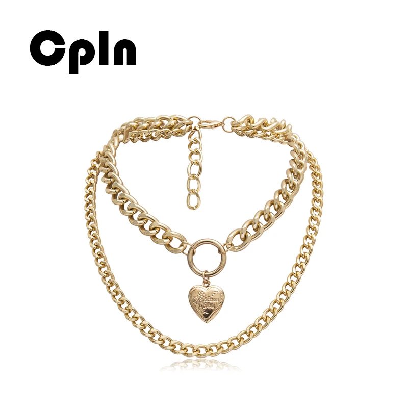 

Cpln Heart-shaped creative openable pendant necklace for women exaggerated double-layer simple chain short necklace