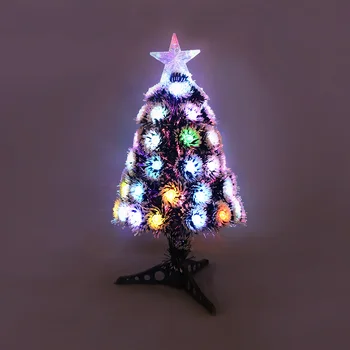 

Optical Fiber Christmas Tree 45cm Mini Simulation Fiber Luminous Colorful Celebrate Supplies Artificial Tree Ornaments for Home