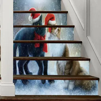 

6PCS/Set Stairway Stickers Christmas Party Beautiful Stair Stickers Wallpaper Office Lifelike