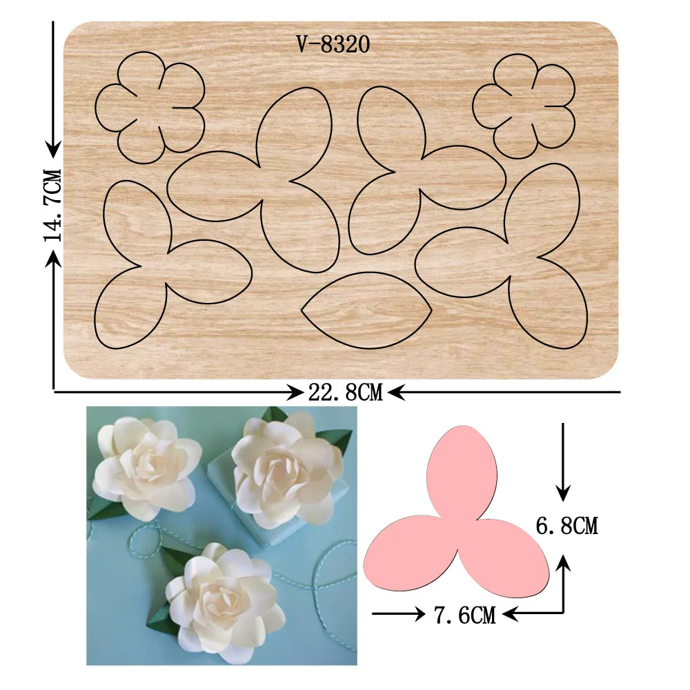 

New Flowers Wooden Dies Cutting Dies For Scrapbooking Multiple Sizes V-8320