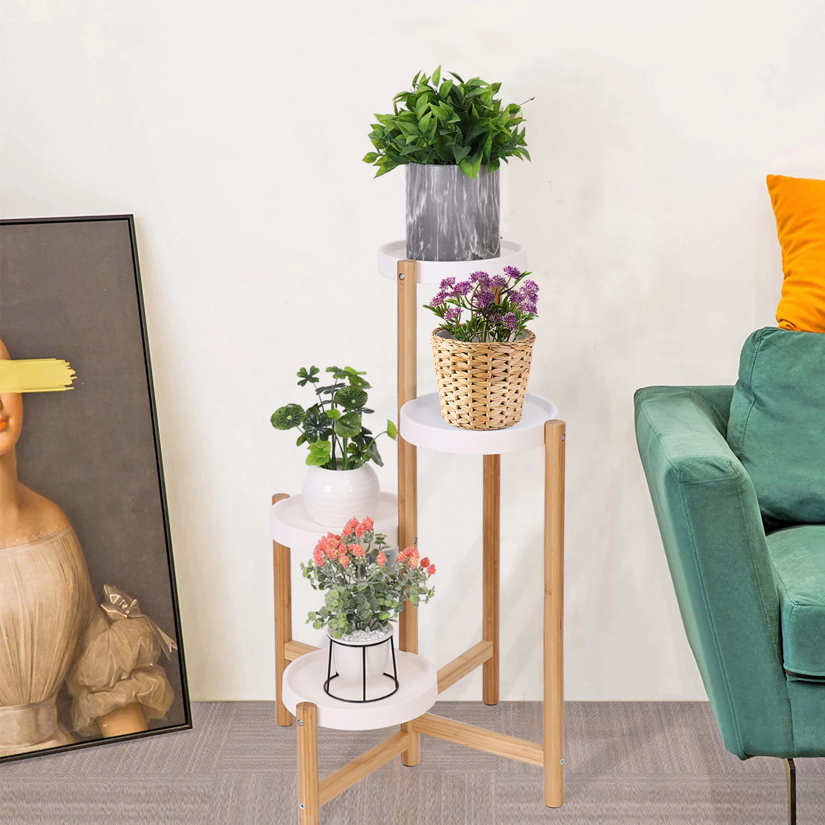 4 Tier Bamboo Plant Stand Tall Corner Indoor Flower Pot Holder Nordic Display Rack for Living Room Bedroom Balcony plant stand