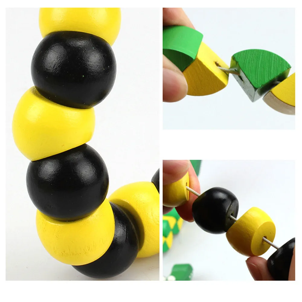 Educational Wooden Toys Cartoon crocodile Kids Cute Puzzle Baby Fingers Flexible Twisting Worm Toy 3d Cartoon Animal toy #A