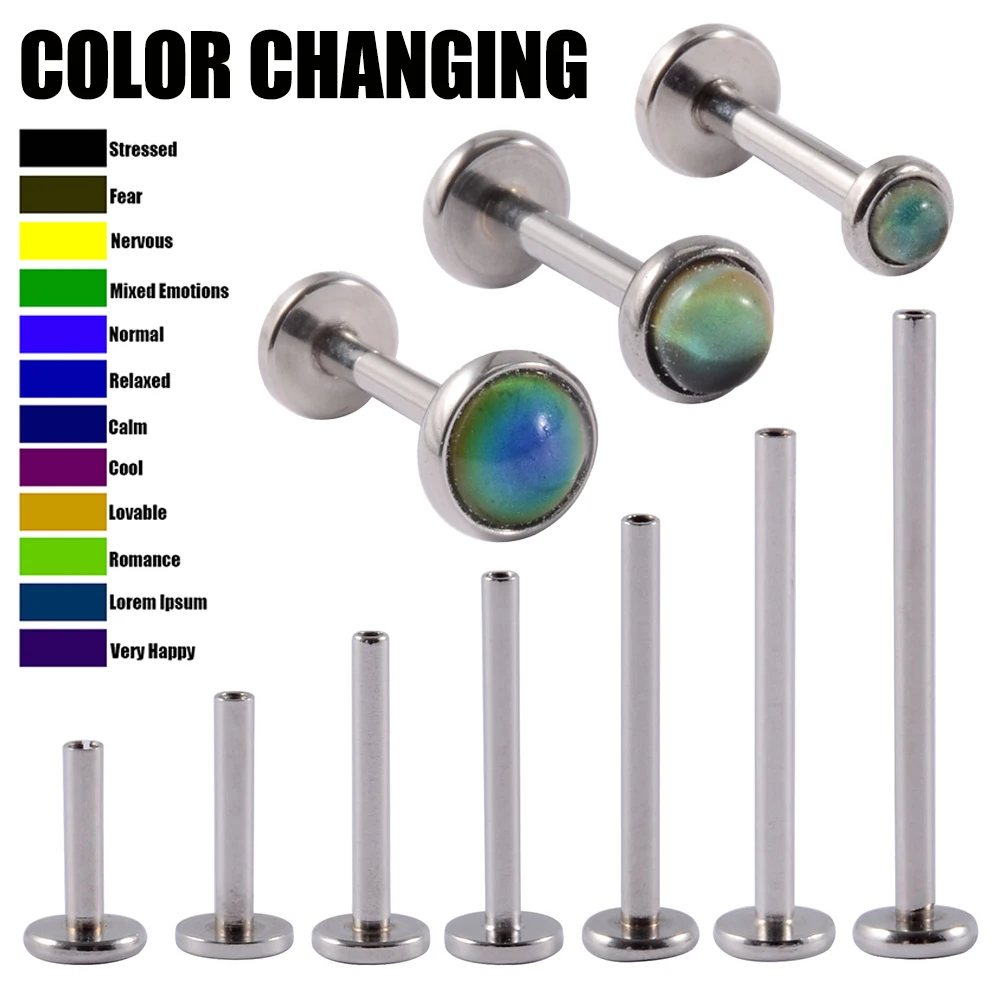 New Design Changing Color Mood Labret Lip Rings Women Emotion