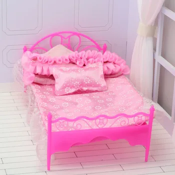 

Mini Miniature Dollhouse Furniture Bed For Doll Toy For Girls Pretend Play Children Lovely Simulation Baby House Accessories