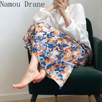 

2020 New Arrival High Waist A Line Skirts Women Floral Printed Vintage Fashion Mid Calf Skirt Ladies Faldas Mujer