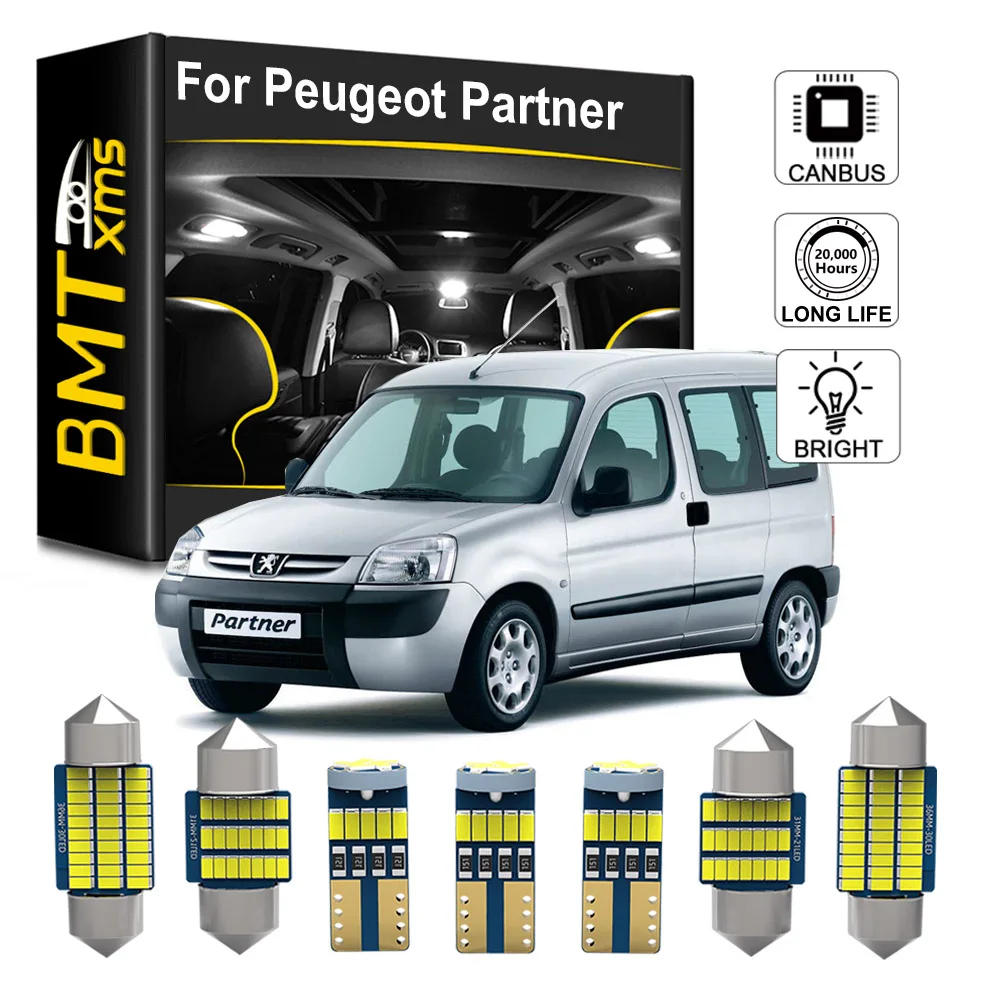 Kit D'éclairage LED Intérieur Canbus, Pour Citroen Berlingo, Pour Peugeot Partner B9 K9 Tepee 1996-2020 Ampoules Automatiques Intérieur Carte Dôme Lumière