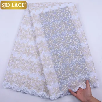 

SJD LACE 2020 Latest African Dry Lace Fabric With Stones Embroidery Swiss Voile Lace In Switzerland For Wedding Party Sew A2130
