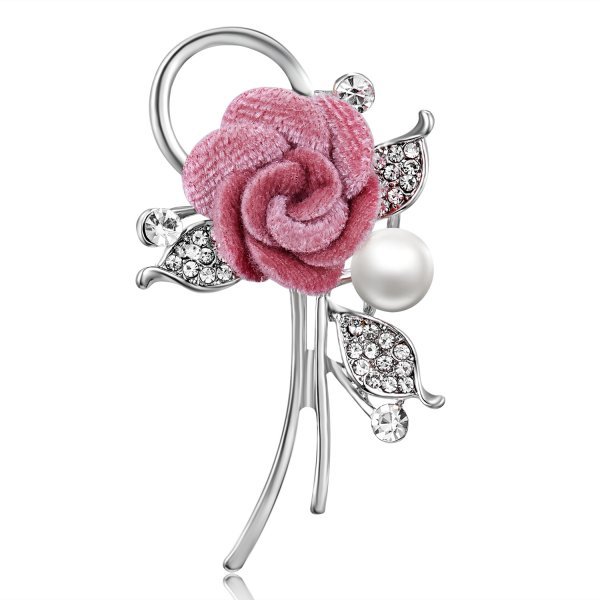 Charm Lady Cloth Art Pearl Fabric Flower Brooch Pin Women Cardigan Shirt Shawl Coat Lapel Pin Jewelry Accessories Gifts
