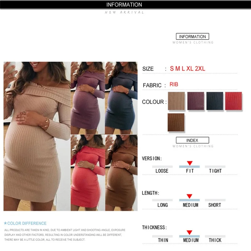 A new solid color shoulder dress for pregnant women Pregnant dresses vestidos para embarazada 2019 plus size maternity dresses