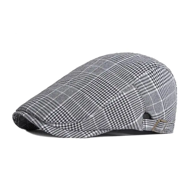 

2021 Cotton four seasons solid color plaid Newsboy Caps Flat Peaked Cap Men and Women Painter Beret Hats 125