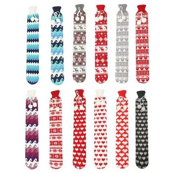 

2000ml Plush Knitted Cover Hot Water Bottle Long Strip Shape Hot-water Bag