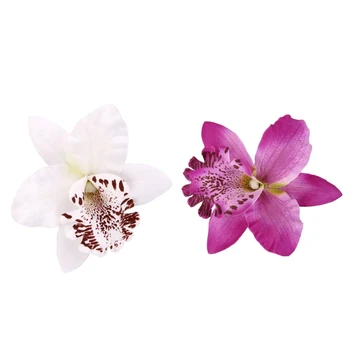 

40 Pcs 8Cm Simulation Thailand Orchid Head, 20 Pcs White & 20 Pcs Dark Purple