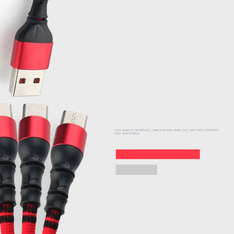 Топ 3 в 1 телефонные кабели для Iphone для Micro-type-C Usb кабель 2.8A 1,2 м Заплетенный круглый кабель для Xiaomi huawei