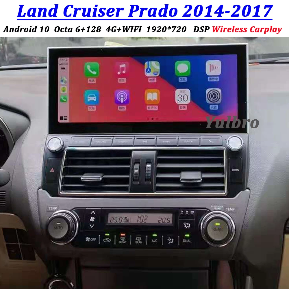 Автомагнитола для Toyota Land Cruiser Pardo 2014-2017, Dvd, радио, магнитола, мультимедиа, GPS-навигация, головное устройство Carplay, аудио, авто