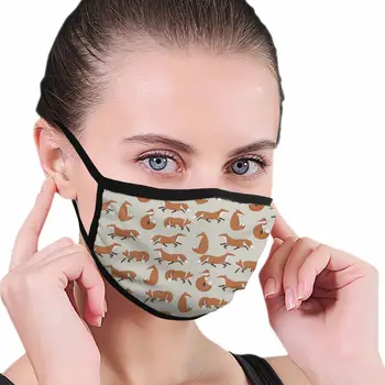 

Ready Stock Mask Gray Fox Pattern Printing Cotton Face Mouth DIY Haze Dust Mask