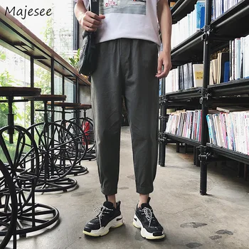 

Trousers Men Ankle-length Simple All Match Mens Harem Pants Hot Sale Students Plus Size Streetwear Hip Hop Casual Fashion Chic