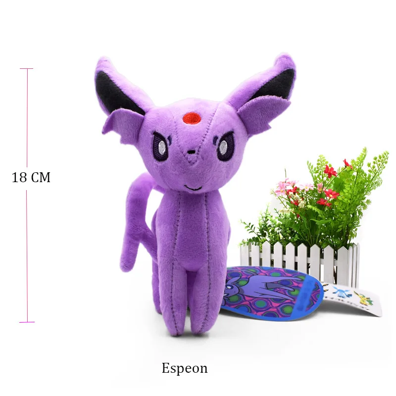 9 видов стилей стоящий Eevee Vaporeon Glaceon Umbreon flarion Jolteon Espeon Leafeon Sylveon животное плюшевая качественная мультяшная игрушка - Цвет: Espeon