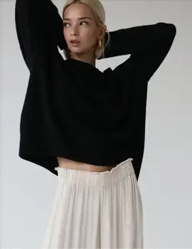 

Fashion Nova Women's Sweater Autumn Winter Solid Color Classic Knitted Casual Pullover Sweaters Crew Neck Loose Fit Discount