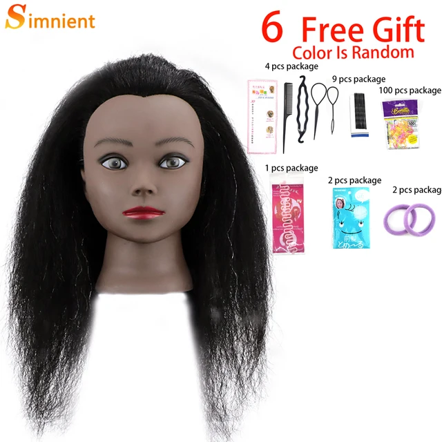 Simnient Afro Mannequin Heads With Real 100% Human Hair For Braiding Hair  Training Hairart Barber Hairdressing Dummy Hairstyles