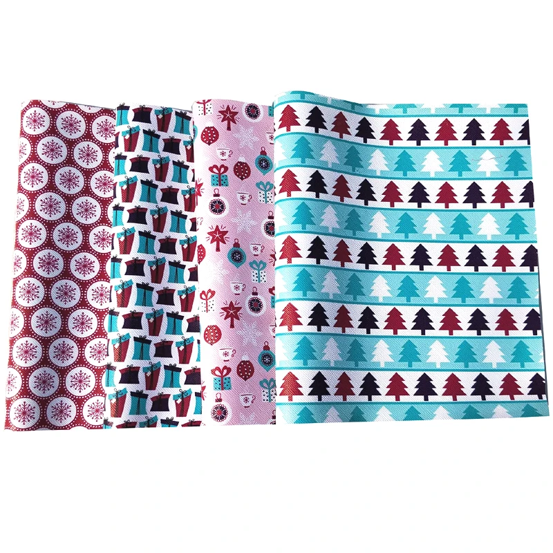 

Printed Soft Christmas Faux Synthetic Leather Sheet printed Vinly sheet for Xmas DIY Hairbows Craft 20*34cm 12pcs PPUL131